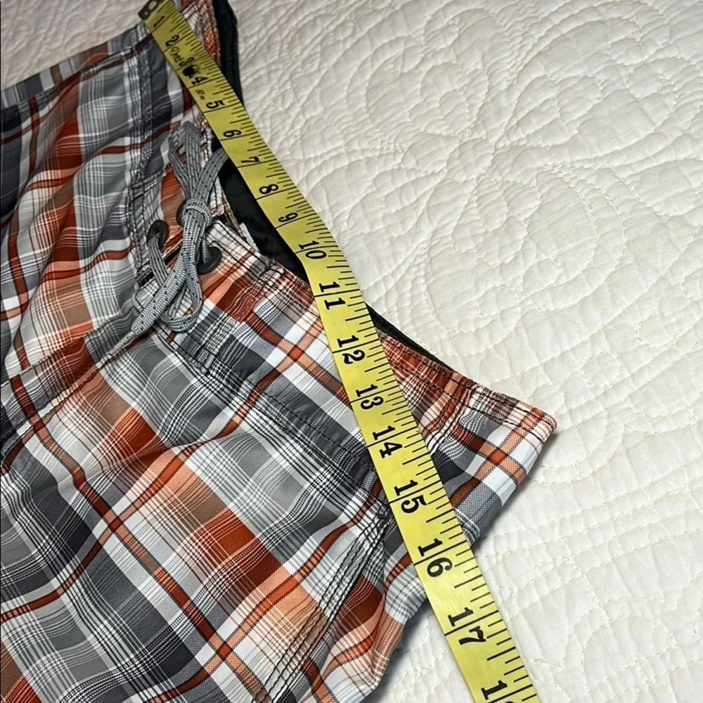 Columbia Board Shorts Mens 30 Plaid‎ Orange Gray Swimsuit Sportswear Preppy
